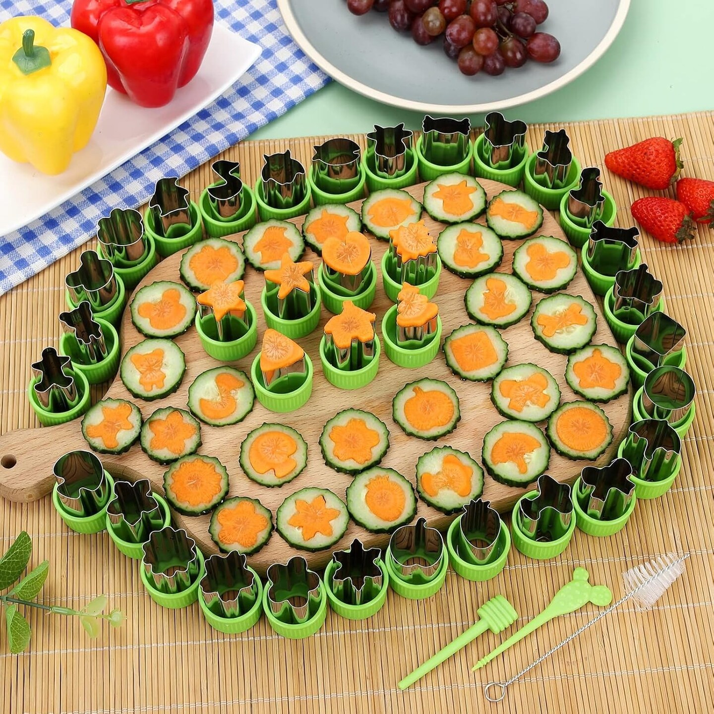 Mini Cookie Cutters &#x26; Fruit/Vegetable Stamps 35 Pack