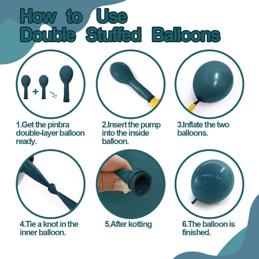 Dusty Blue Tan Balloon Garland Arch Kit, Double Stuffed Neutral Balloons