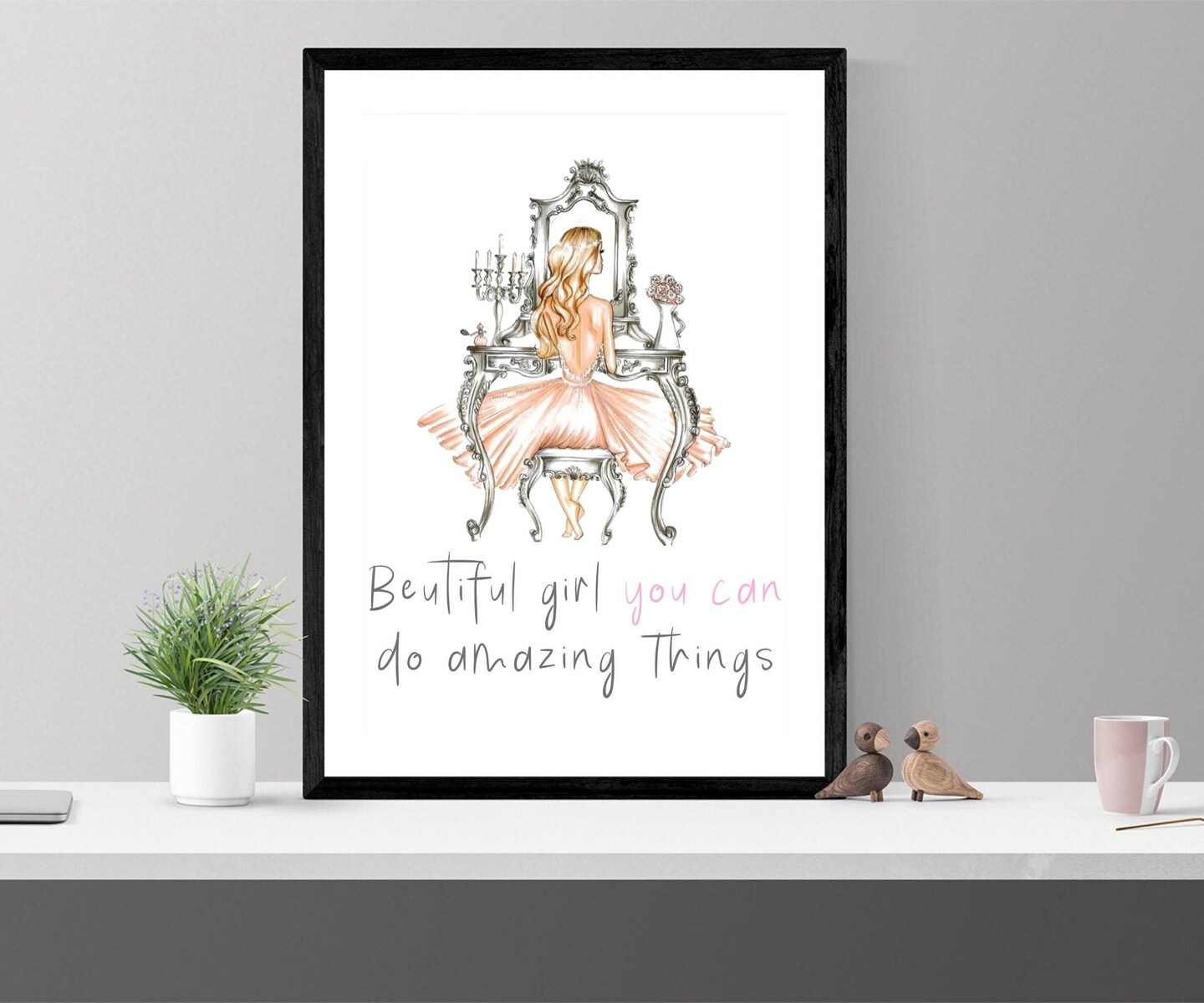 Beautiful girl fashion wall art fearless girl feminist gift Feminist wall art Be Fearless Girl Boss art print