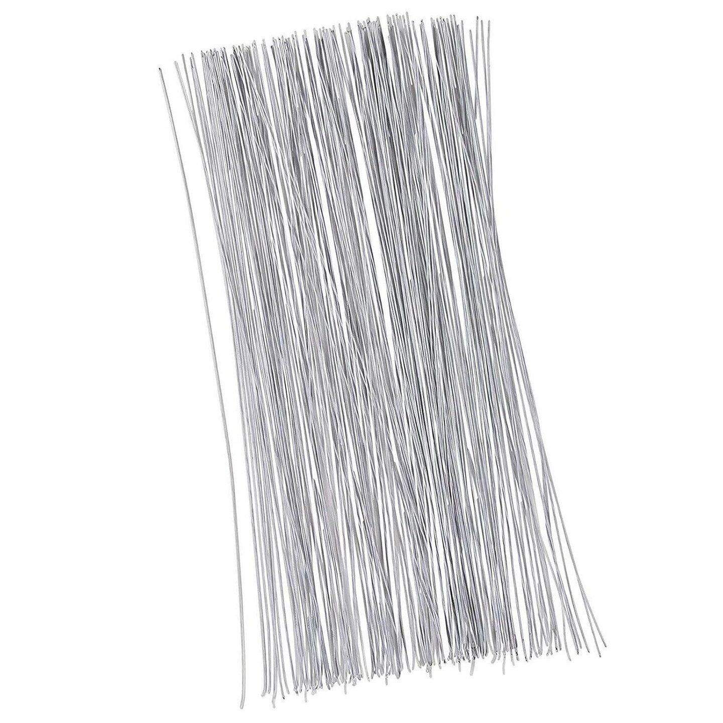 300 Pieces White 22 Gauge Floral Wire Stems for DIY Crafts, Artificial Flower Arrangements (16 in)
