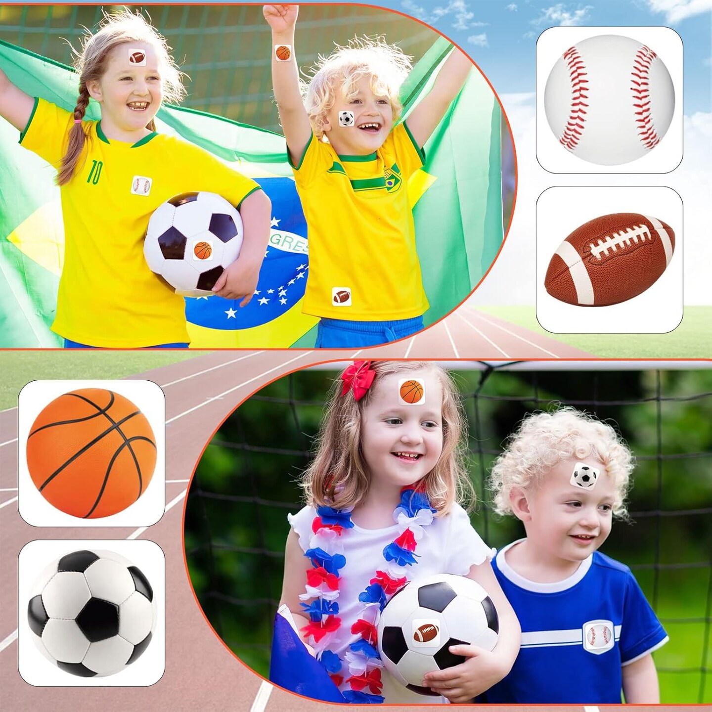 600 Pieces Sports Stickers for Kids Soccer Baseball Football Stickers Basketball Football for Kids Teacher for Ball Themed Birthday Party Classroom Decorations(Multiple Balls)