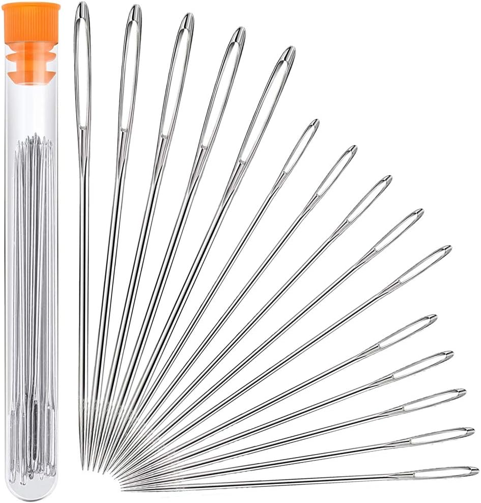 Large Eye Sewing Needles, Sewing Needles, Stainless Steel Embroidery Thread Needle, Handmade Yarn Knitting Needles Leather Needle (15 Pieces)