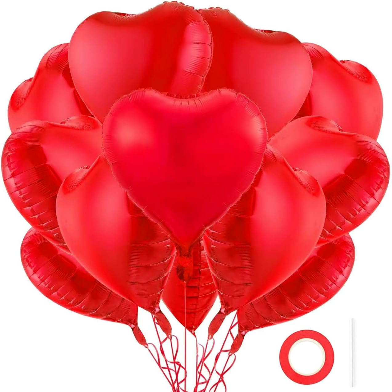12Pcs Red Heart Balloons, 18 Inch, Love Balloons for Valentine&#x27;s Day, Wedding, Birthday Decorations