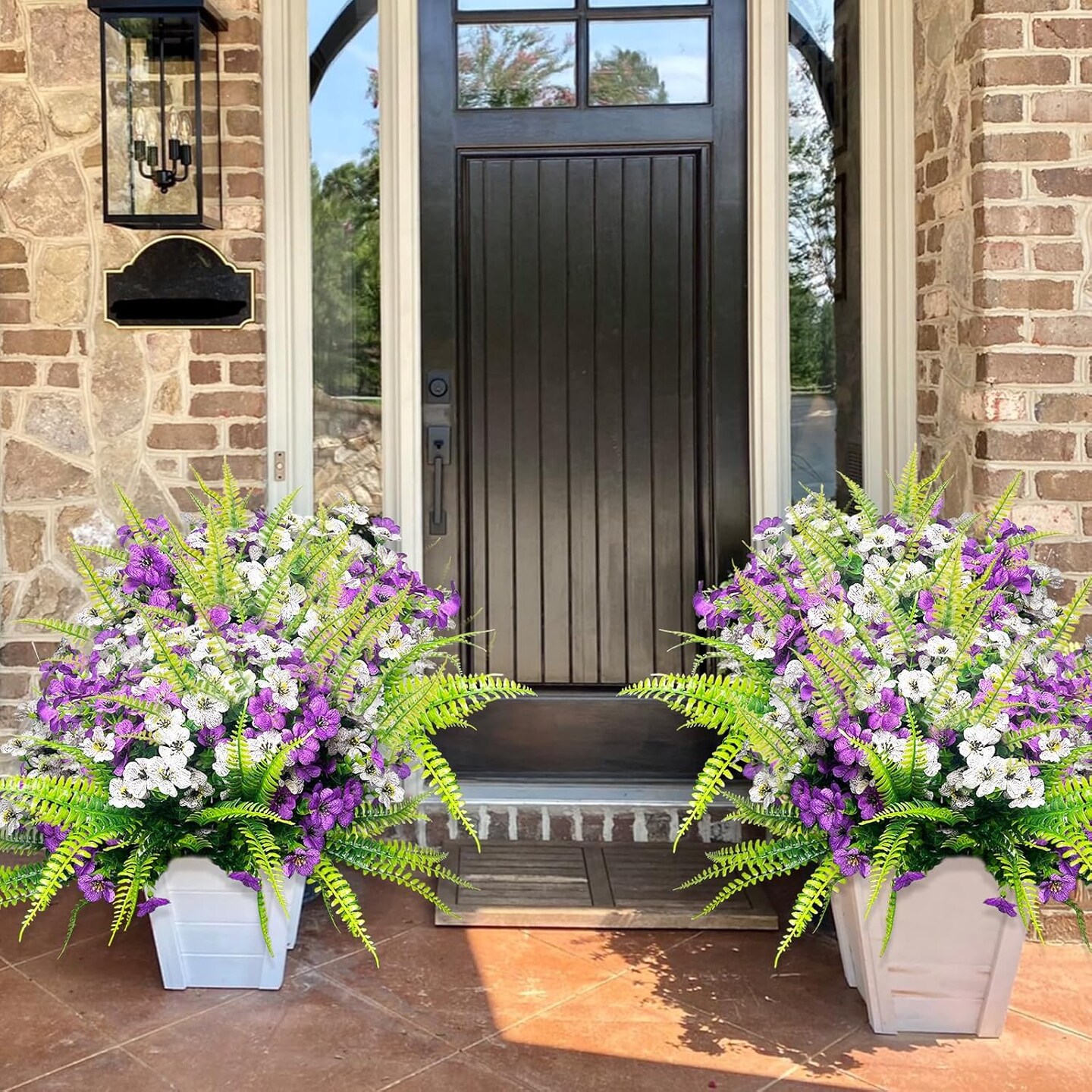 14 PCS Artificial Summer Potted Flowers for Outdoor Fake Flowers -Fake Plastic Flowers