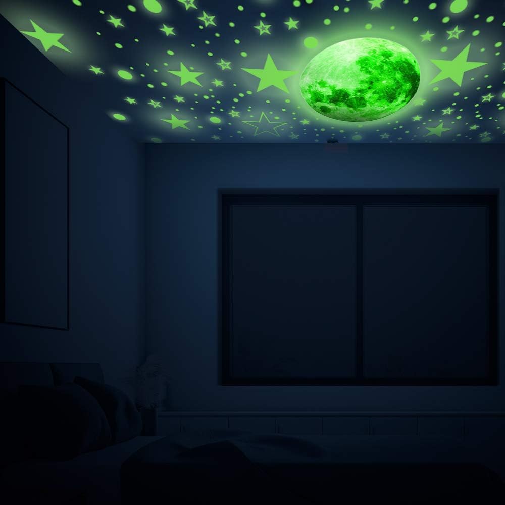 1086pcs Glow-in-the-Dark Stars & Moon Wall Decals – Solar System Galaxy Stickers for Kids’ Room