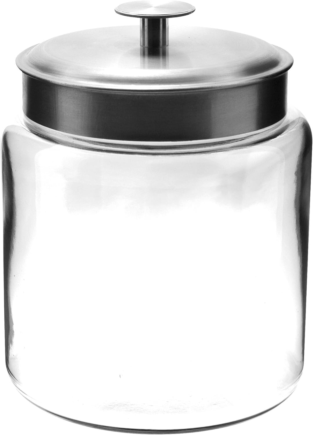 Montana Glass Jars with Fresh Sealed Lids, Brushed Metal, 96 oz (Set of 2)