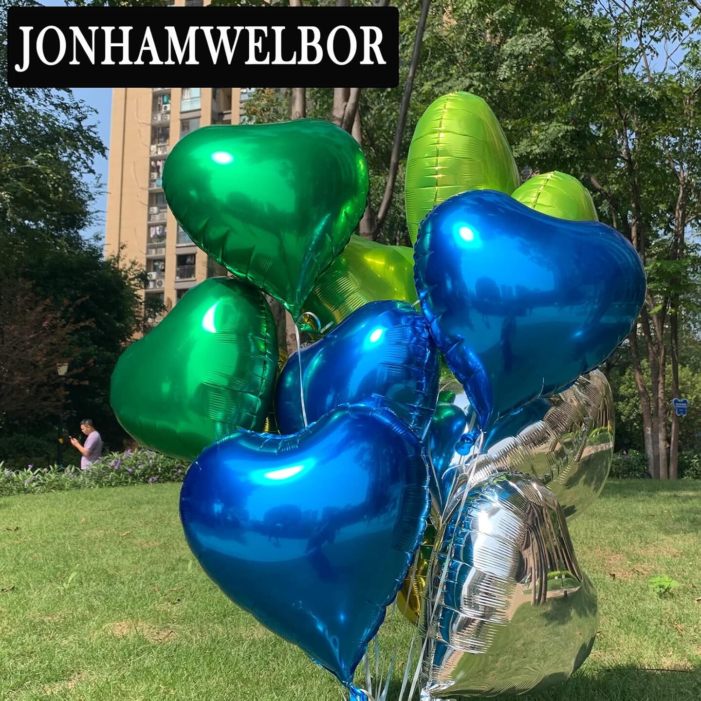 20Pcs 18 inch Green Foil Mylar Heart Shape Balloons Decorations Valentines Birthday Wedding Baby Shower Party (Emerald Green)