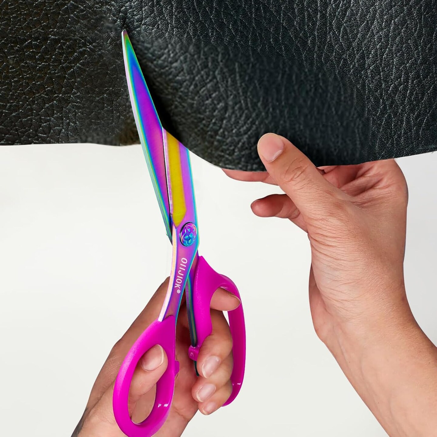 Left Handed Scissors,9.5 Inch All Purpose Lefty Scissors,Titanium Coating Forged Stainless Steel, Soft Comfort-Grip Handles,Perfect for Office,Home,and School Arts Crafts Scissors(Pink)