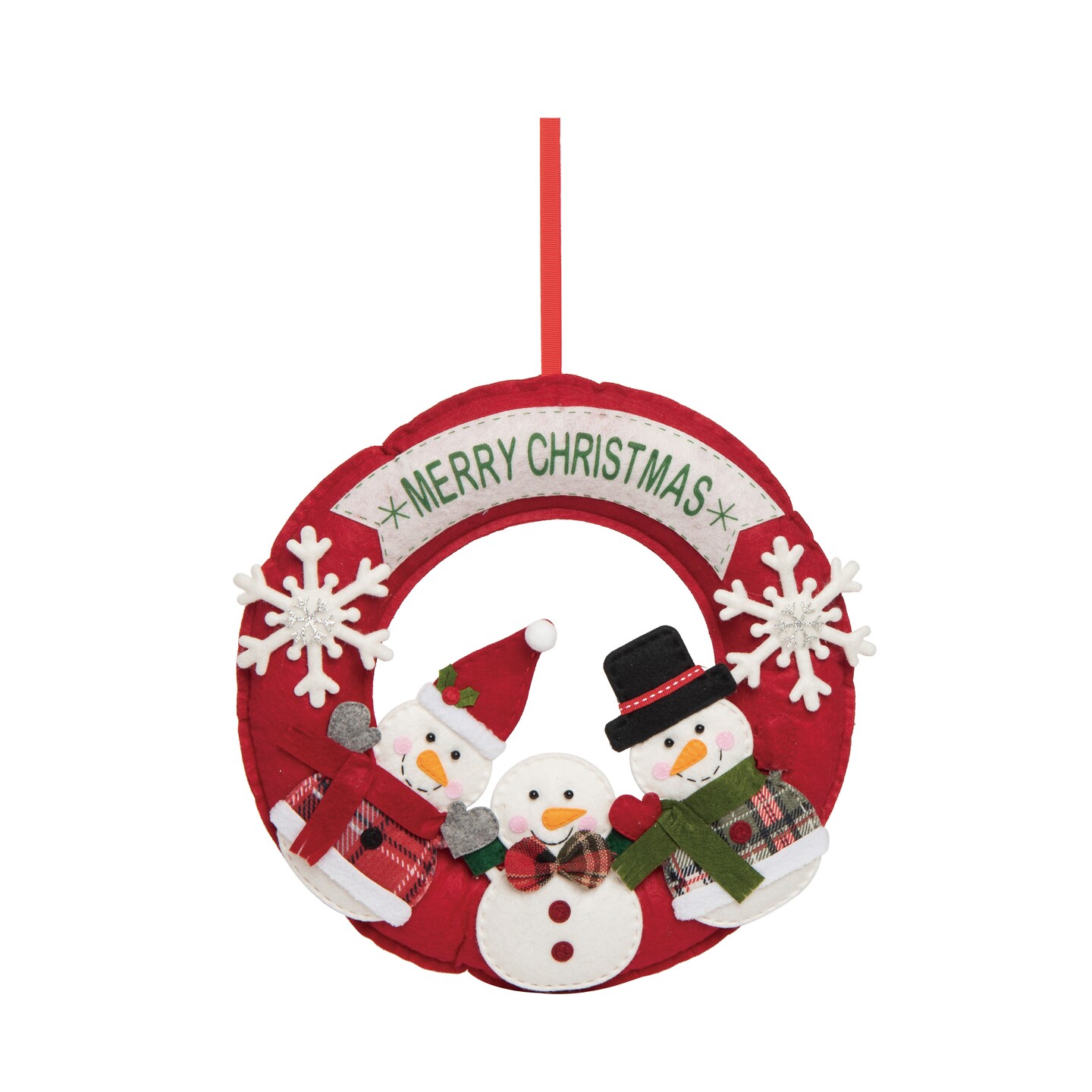 Transpac Polyester 12.99 in. Multicolor Christmas Layered Snowman Wreath
