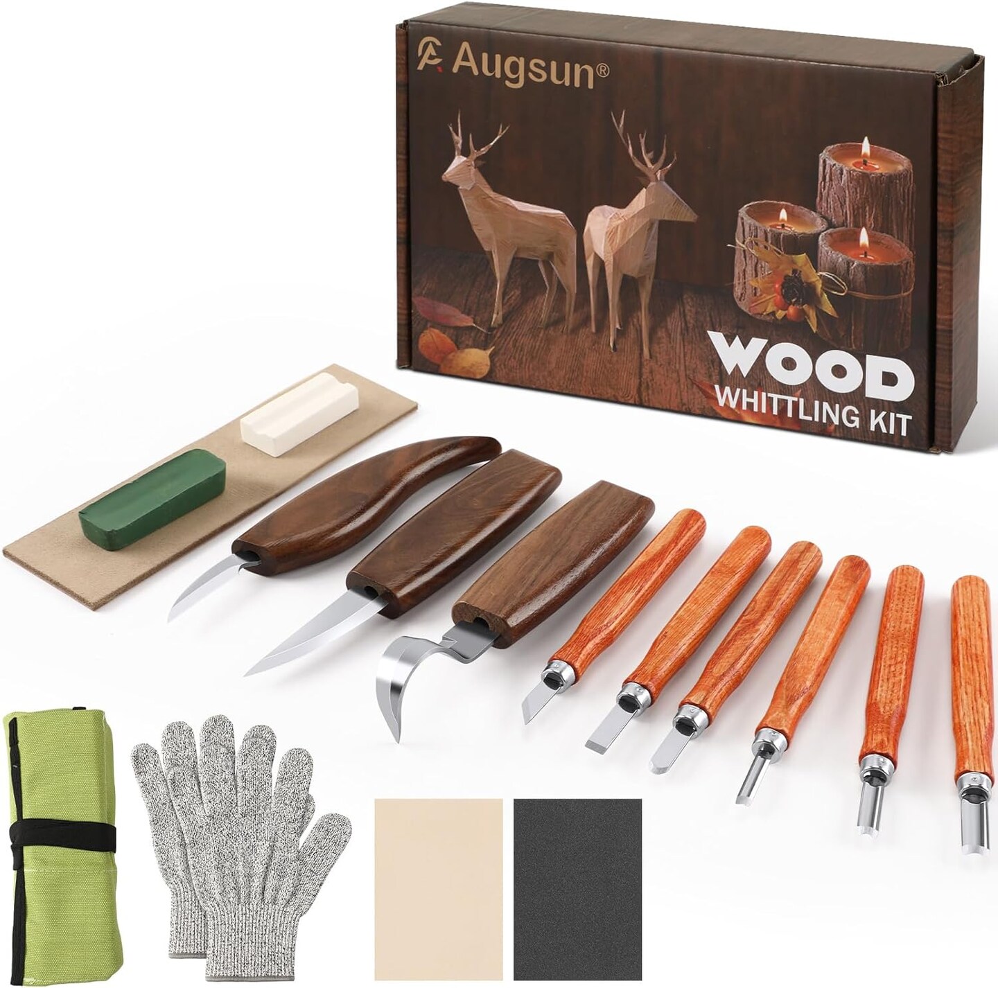 Wood Carving Kit, 17 Pack Wood Whittling Kit Hand Carving Knife Tools Set for DIY Sculpture Carpenter Experts & Beginners