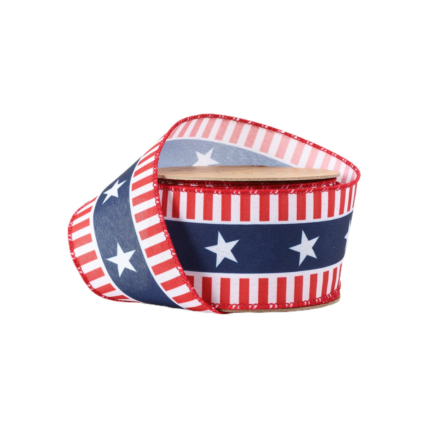 LaRibbons 2 1/2&#x22; Wired Ribbon | Red/White/Blue Stars and Stripes | 10 Yard Roll