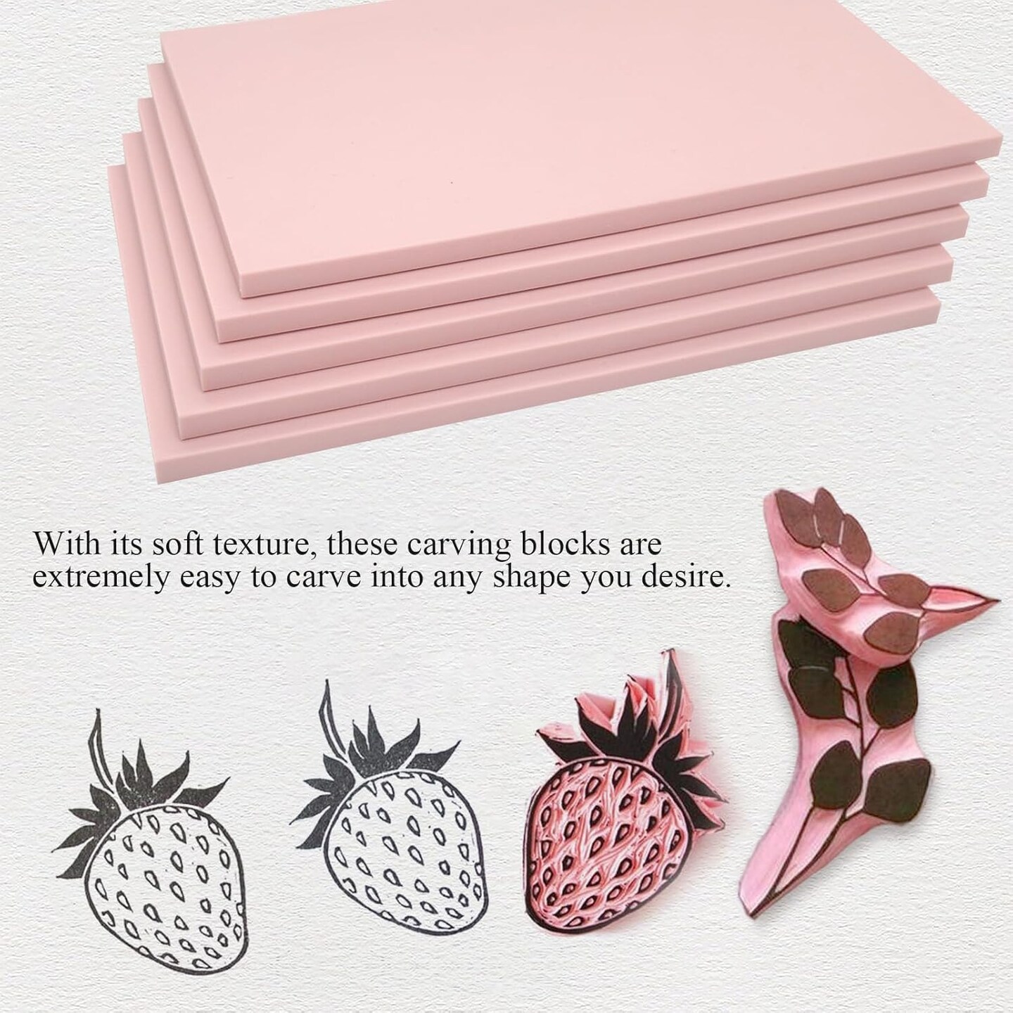 5 Pack 4x6 Pale Pink Rubber Stamp Carving Blocks Pink Rubber Carving Blocks Linoleum Block for Stamp Maker Printmaking Supplies