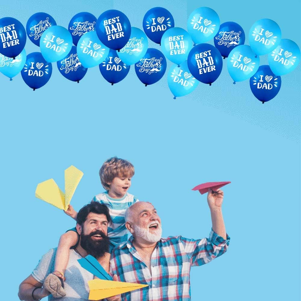 Fathers Day Balloons Party Decorations Supplies - 48PCS Latex 12inch Happy Father&#x27;s Day Party Supplies - Best Dad Ever Party Decorations