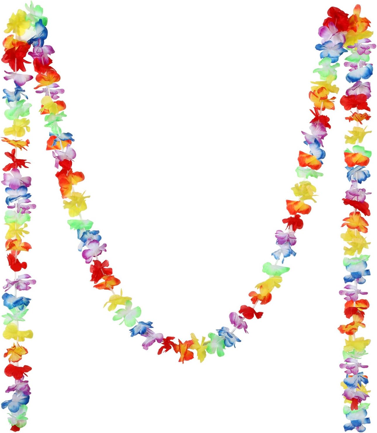 10 Pack Summer Multicolor Tropical Flower Lei Garland Luau Hibiscus Flower Banner for Hawaiian Luau Decorations,10 Feet Each
