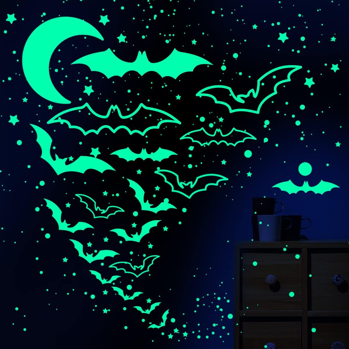 Bats Wall Decor - Glow in The Dark Bat Decor Halloween Decoration Stickers for Halloween Home Decor, Bat Stickers Goth Room Decor for Room D&#xE9;cor - Birthday Christmas Gift for Boys Girls Toddlers