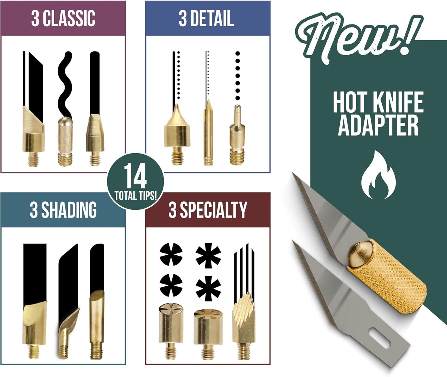Wood Burning Tool, Wood Burning Kit with Pen, 14 Tool Tips &#x26; 2 Hot Knife Tips