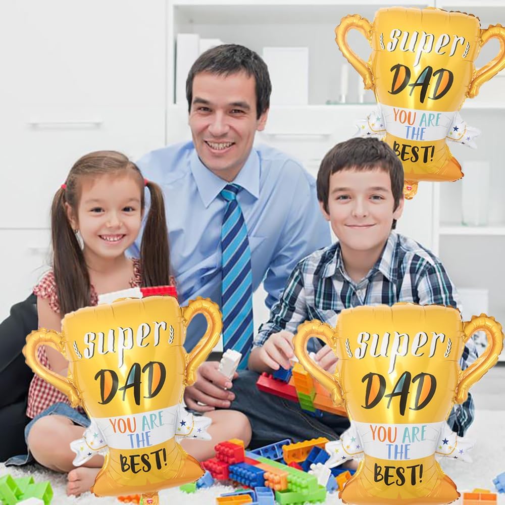 Trophy Balloon Father&#x27;s Day Balloons Foil Balloons for Father&#x27;s Day Themed Party Happy Father&#x27;s Day Party Supplies Decorations Party Sets-3 PCS