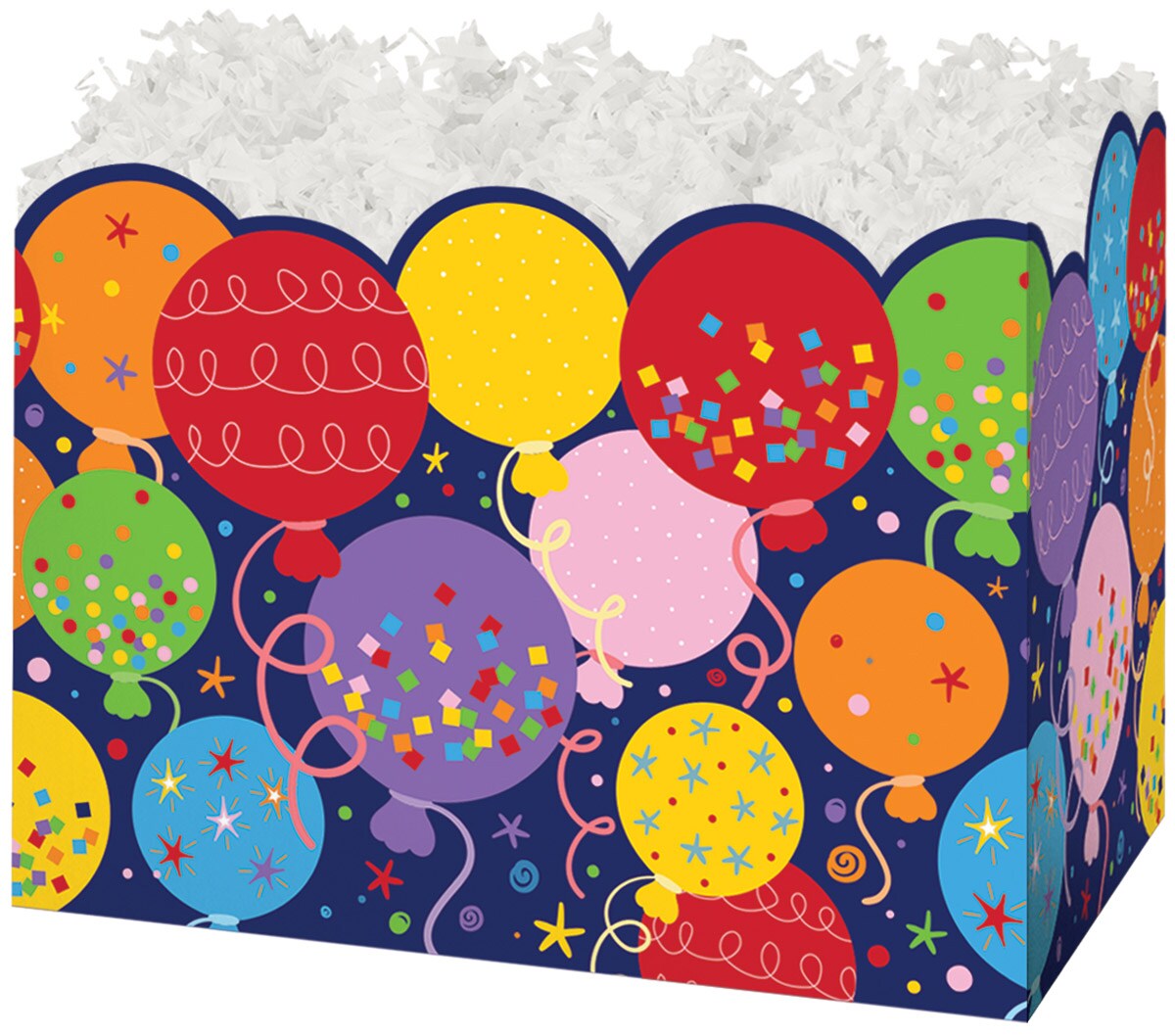 Pack/6: Balloons &#x26; Confetti Basket Box - 6-3/4 x 4 x 5&#x22;