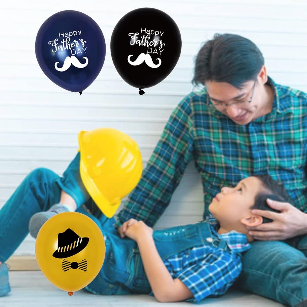 Happy Father&#x27;s Day Balloon Party Decoration Supplies, 12pcs Latex Balloon Set, black, dark blue, gold, the best Dad&#x27;s birthday party party party supplies
