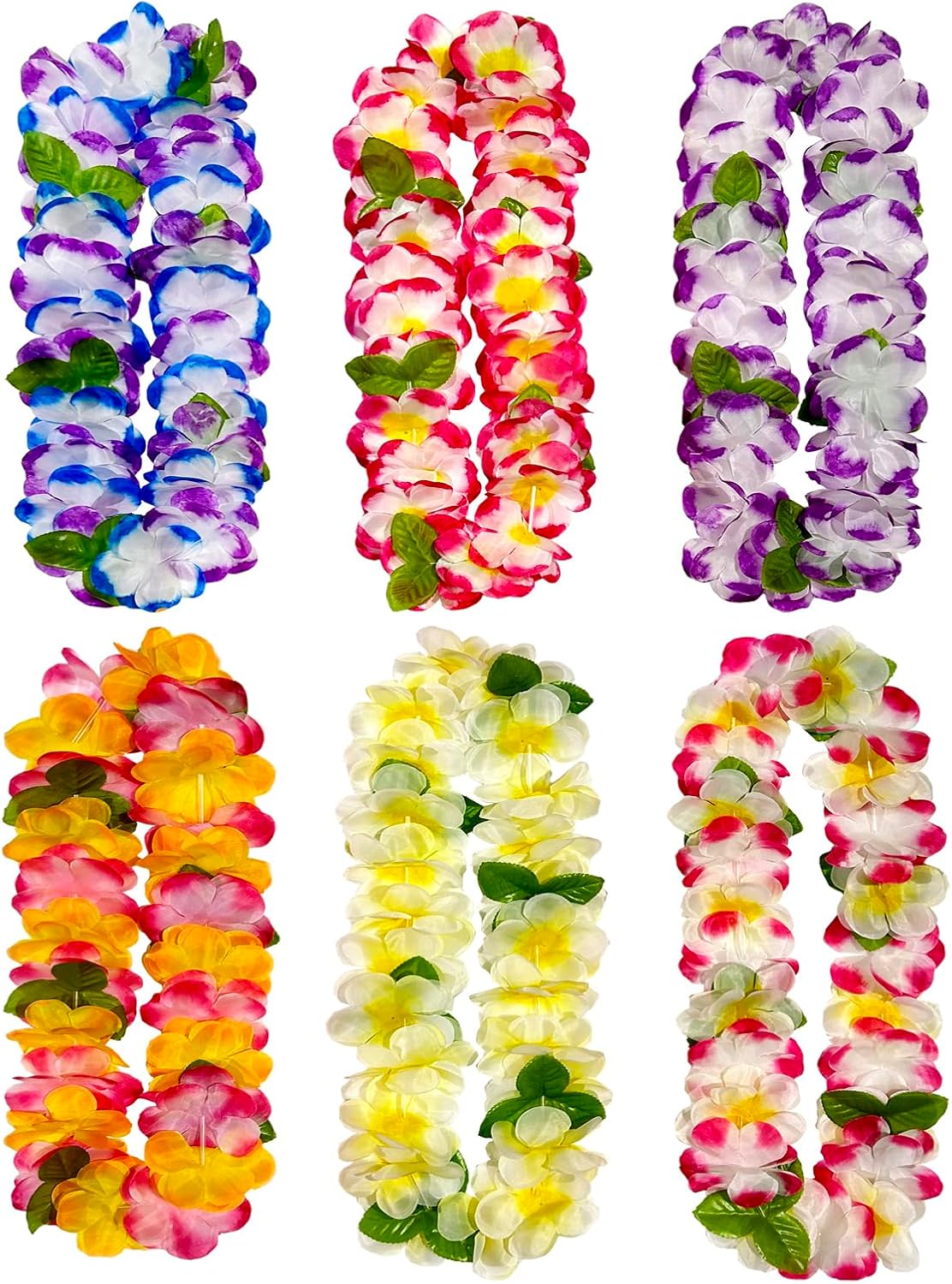 6 Count Thickened Summer Hawaiian Leis, Perfect Luau Party Supplies for Summer Beach Vacations, Essential Party Decorations