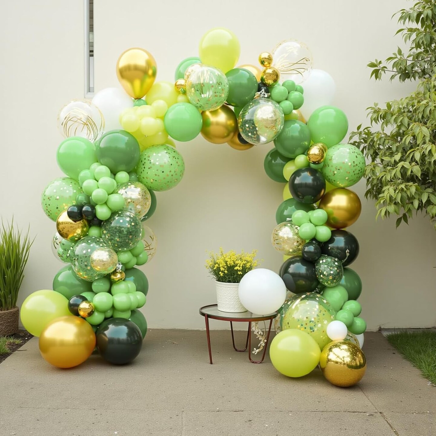 Sage Green Balloon Garland Kit, 150pcs – Mixed Latex & Metallic Balloons with Confetti for Woodland Party Decor