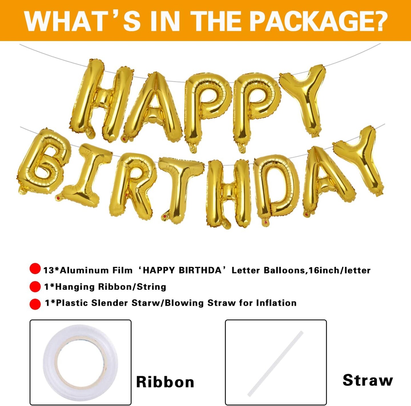Gold Happy Birthday Balloons 16 Inch Mylar Foil Letters Balloons Happy Birthday Banner