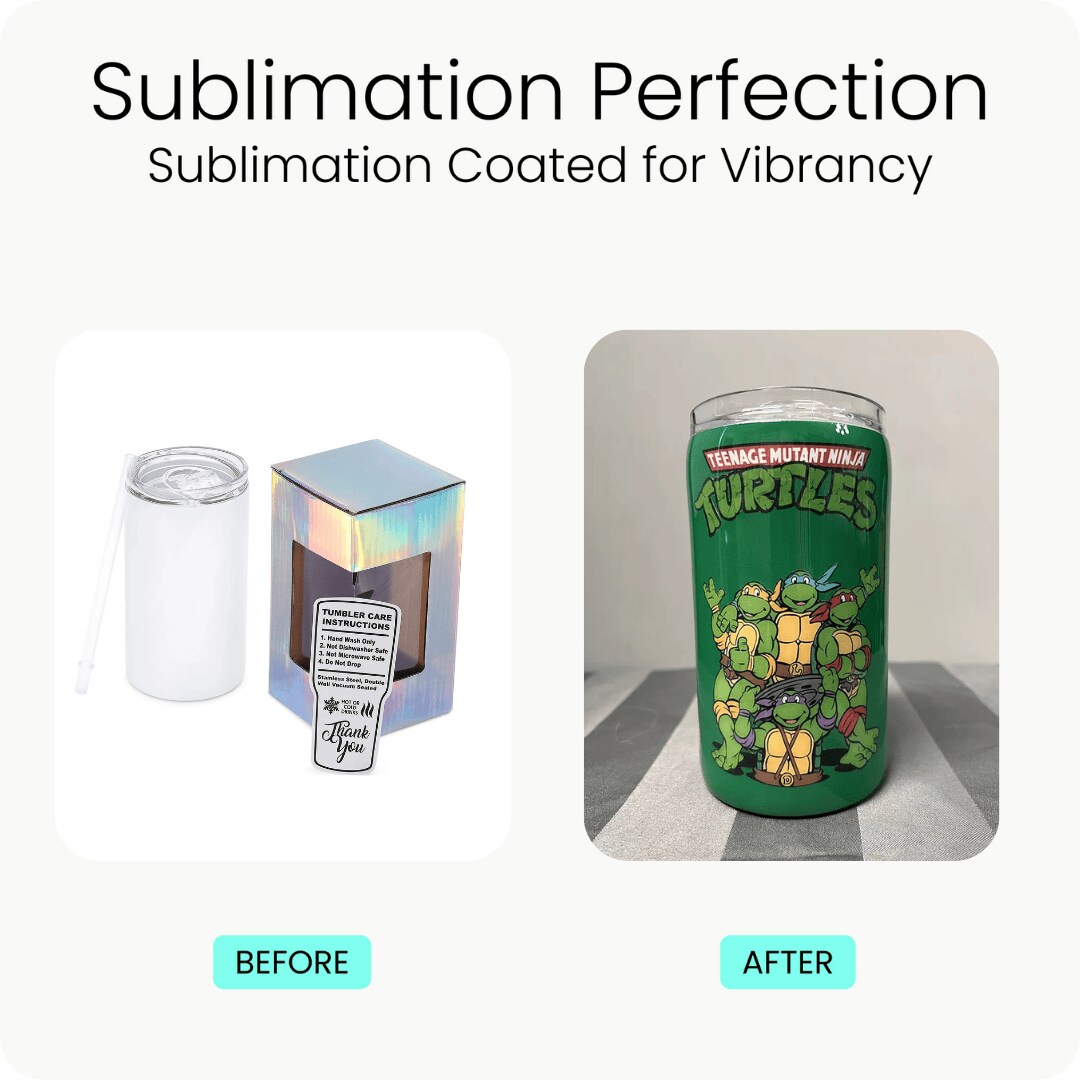 Makerflo 14 oz Skinny Sublimation Blank Tumbler with Lid and Straw - Pack of 25 | Craft-Ready for DIY Gifts & Personalization (Sublimation, Epoxy, UV DTF, Vinyl, and Laser Engraving)