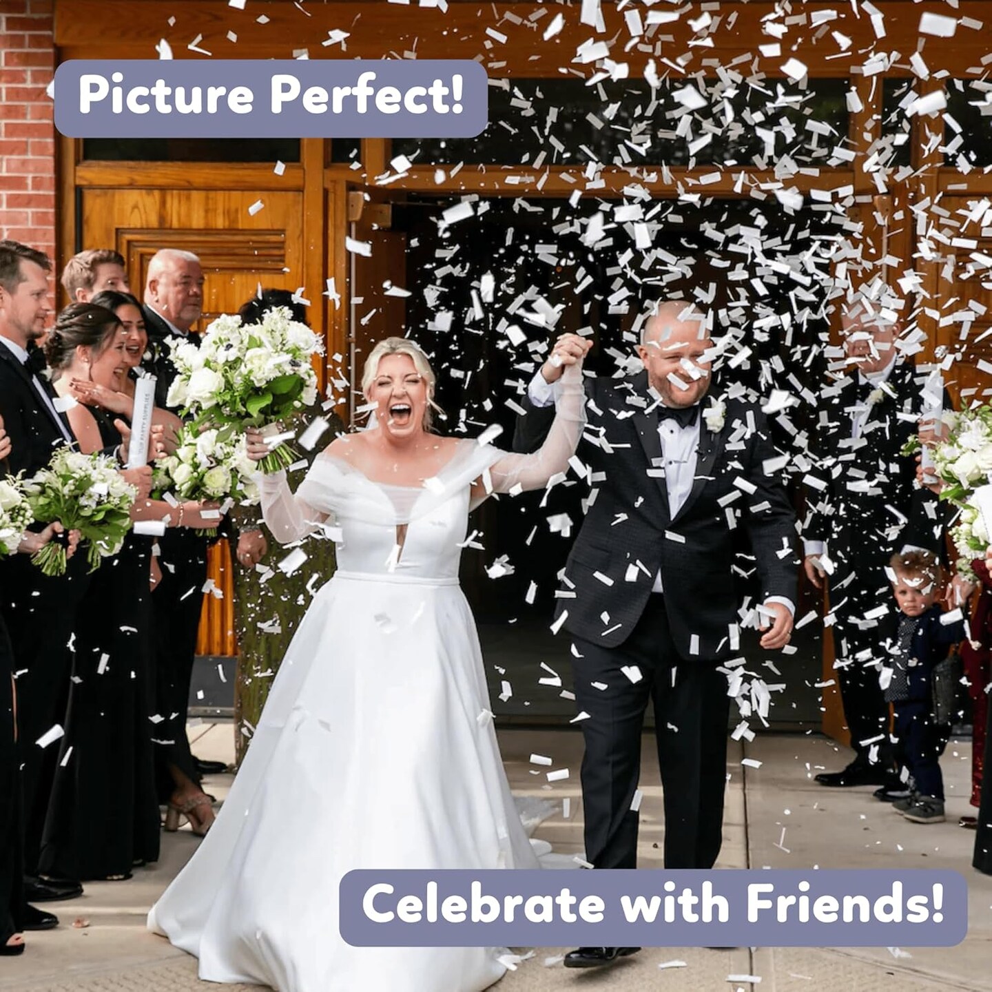 6PCS White Biodegradable Confetti Cannons 12" – Party Poppers for Wedding & Birthday