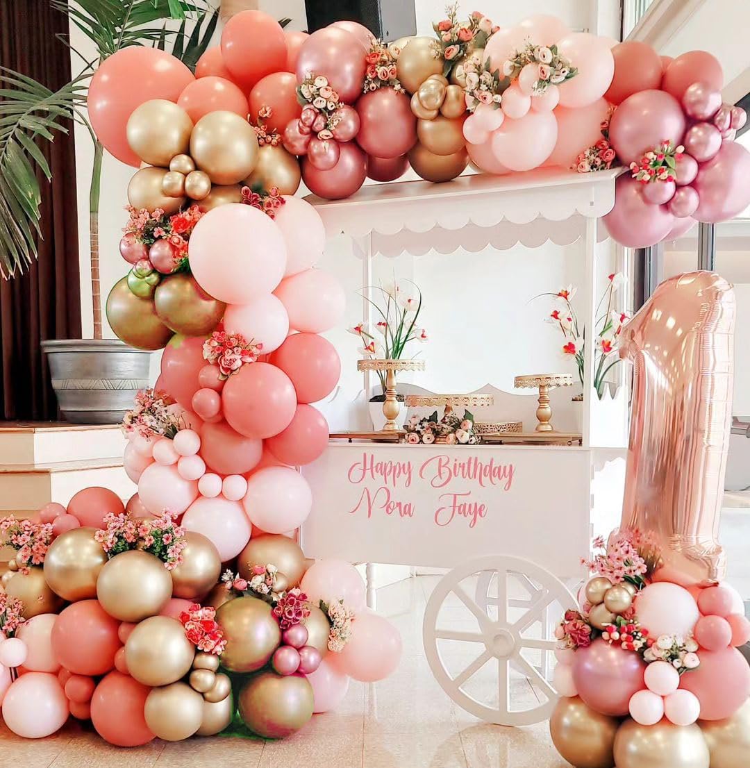 Dusty Rose Balloon Garland Retro Pink Gold Balloon Arch150pcs