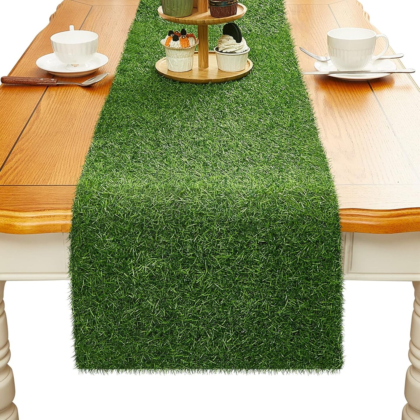 Artificial Grass Table Runner Rug, Easter Faux Grass Table Runner for Golf Themed Party Wedding Garden Home Decor(14 x 108 Inch)