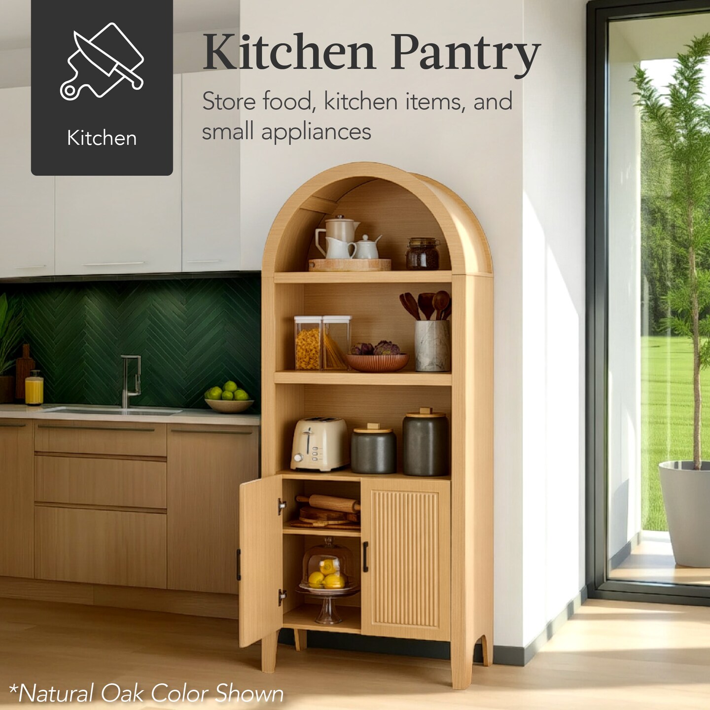 Best Choice Products 72in Tall Arched 5-Tier Bookshelf Storage Cabinet w/ Adjustable Shelves