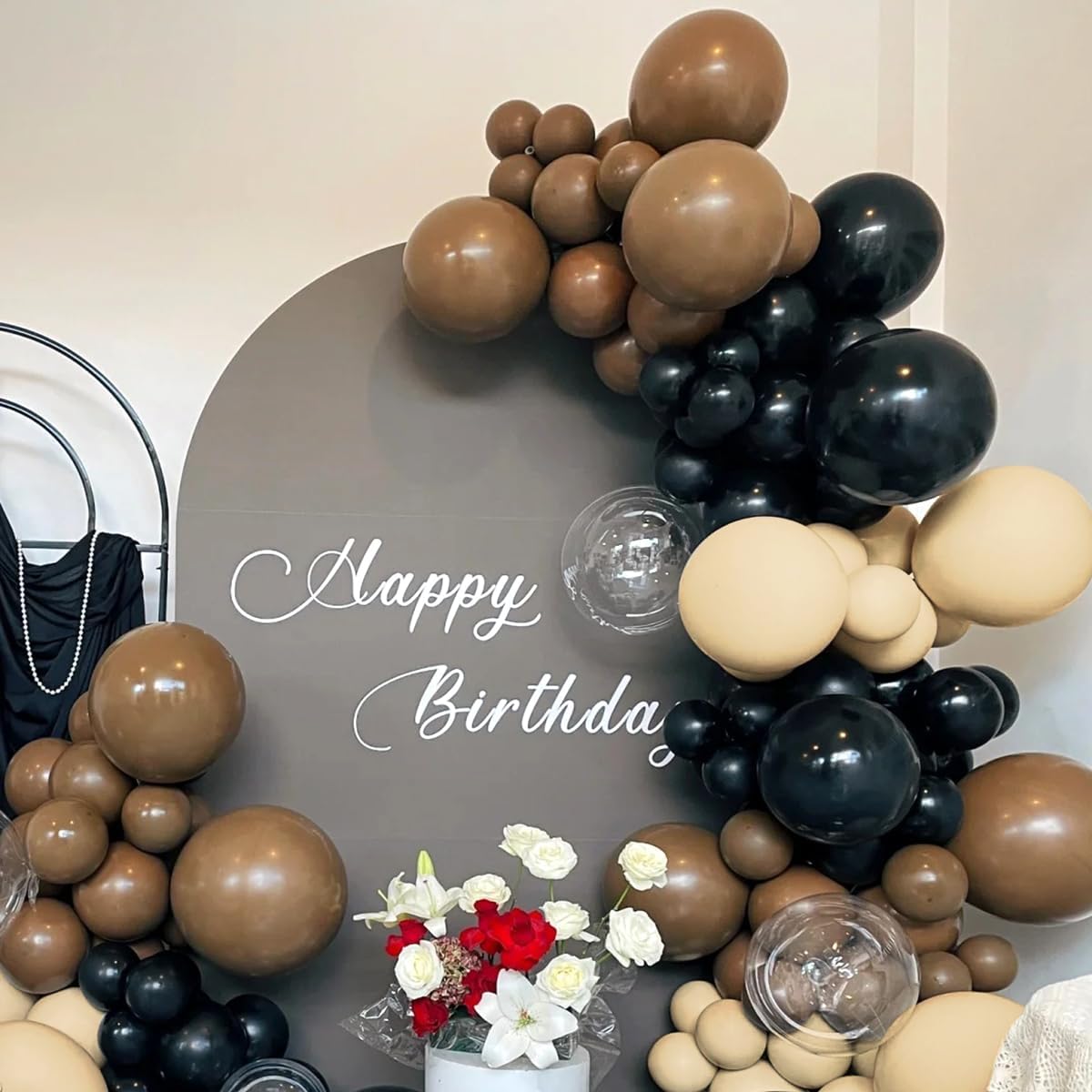 160PCS Brown, Black & Nude Balloon Garland Kit – Latex Balloons for Party & Wedding Decorations