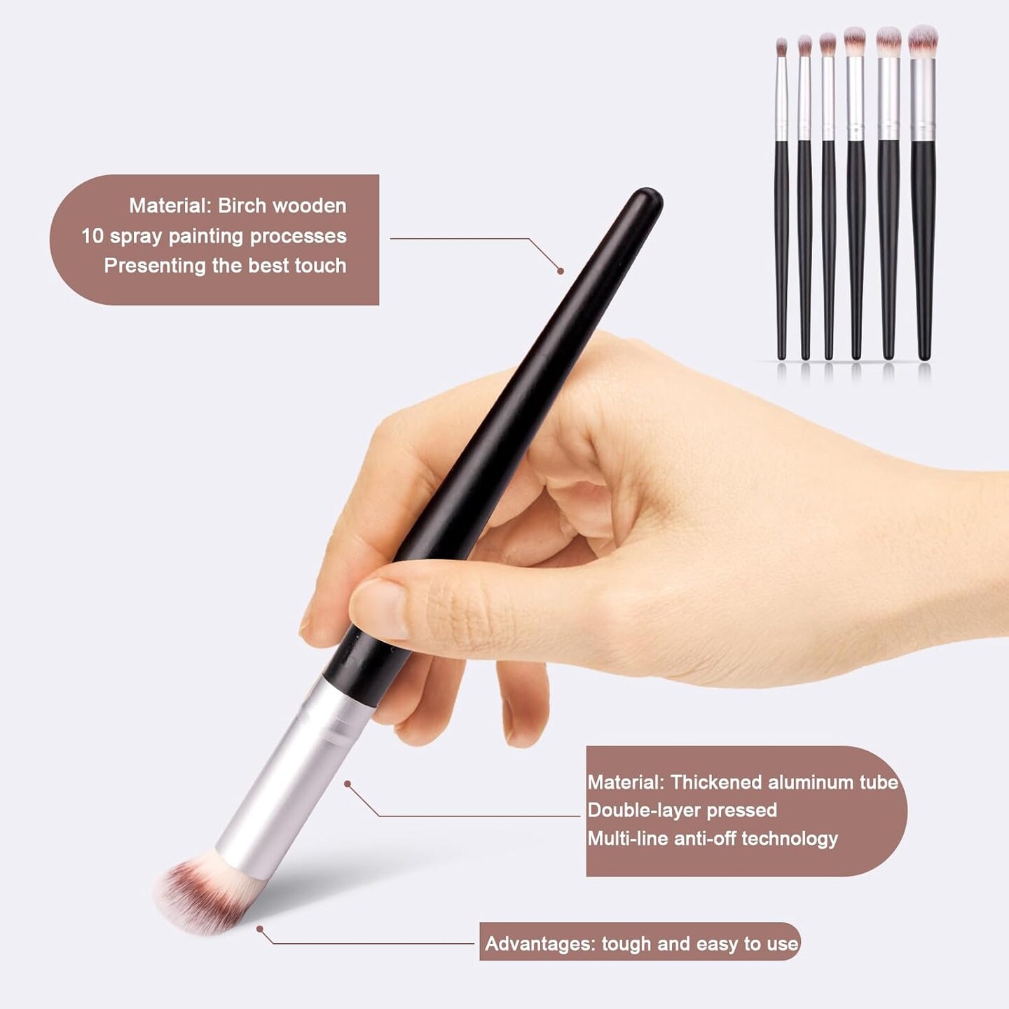 Drybrush Set - Premium Art Paintbrush Set for Miniatures, Ideal for Detailing - 6 Different Sizes