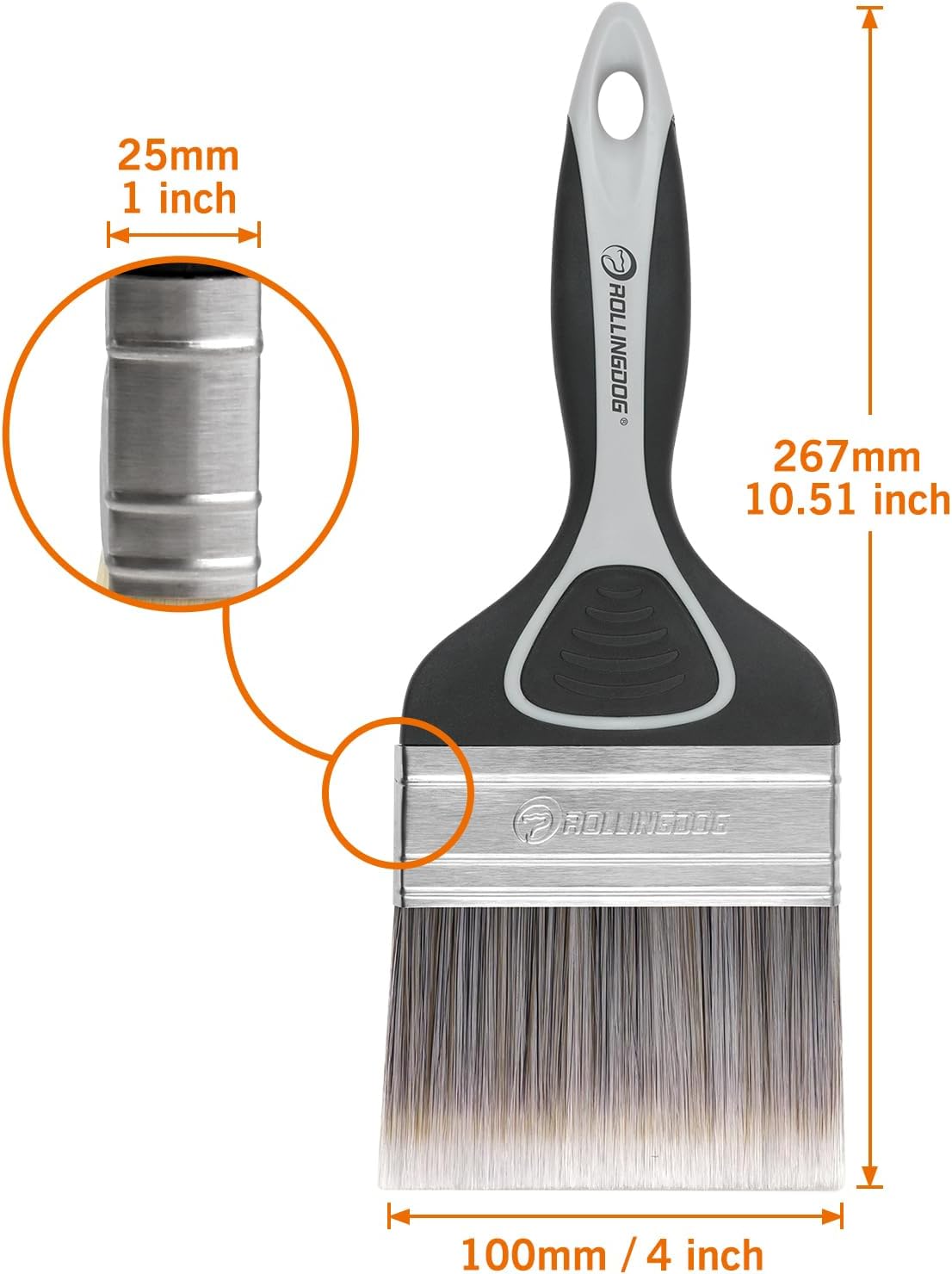 4 Inch Paint Brush- Large Paint Brush,Medium Stiff Paint Brush for Smooth Surfaces,Wall Paint,Ceiling,Blinds,Large Surface Areas(100mm)