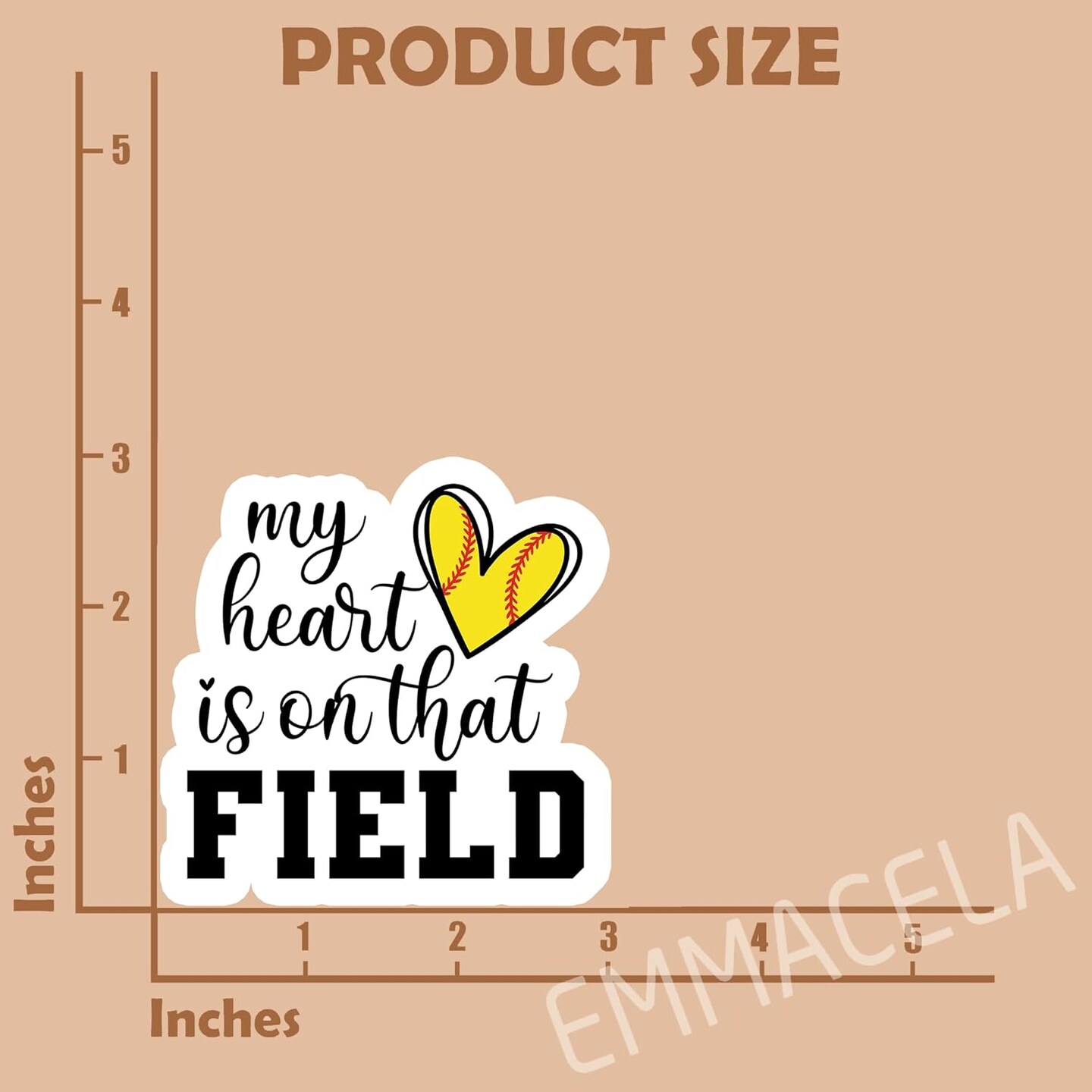 (3PCS) My Heart is on That Field Softball Sticker, Softball Stickers Decals, Sport Stickers,Motivational Vinyl Waterproof Stickers Decal for Books Laptops Phones Tumblers Water Bottles 3 x 3 Inch