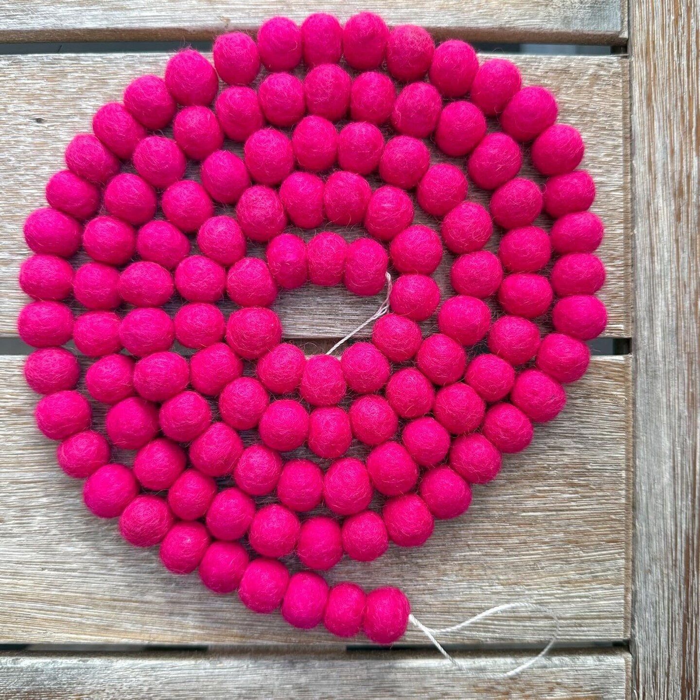 Pink Mini Felt Ball Garland Pom Pom Garland, 6 Feet 115 Wool Balls Bunting for Party Decor, Tree Decor, Easter Banner, Spring Bridal and Baby Showers. (Pink)