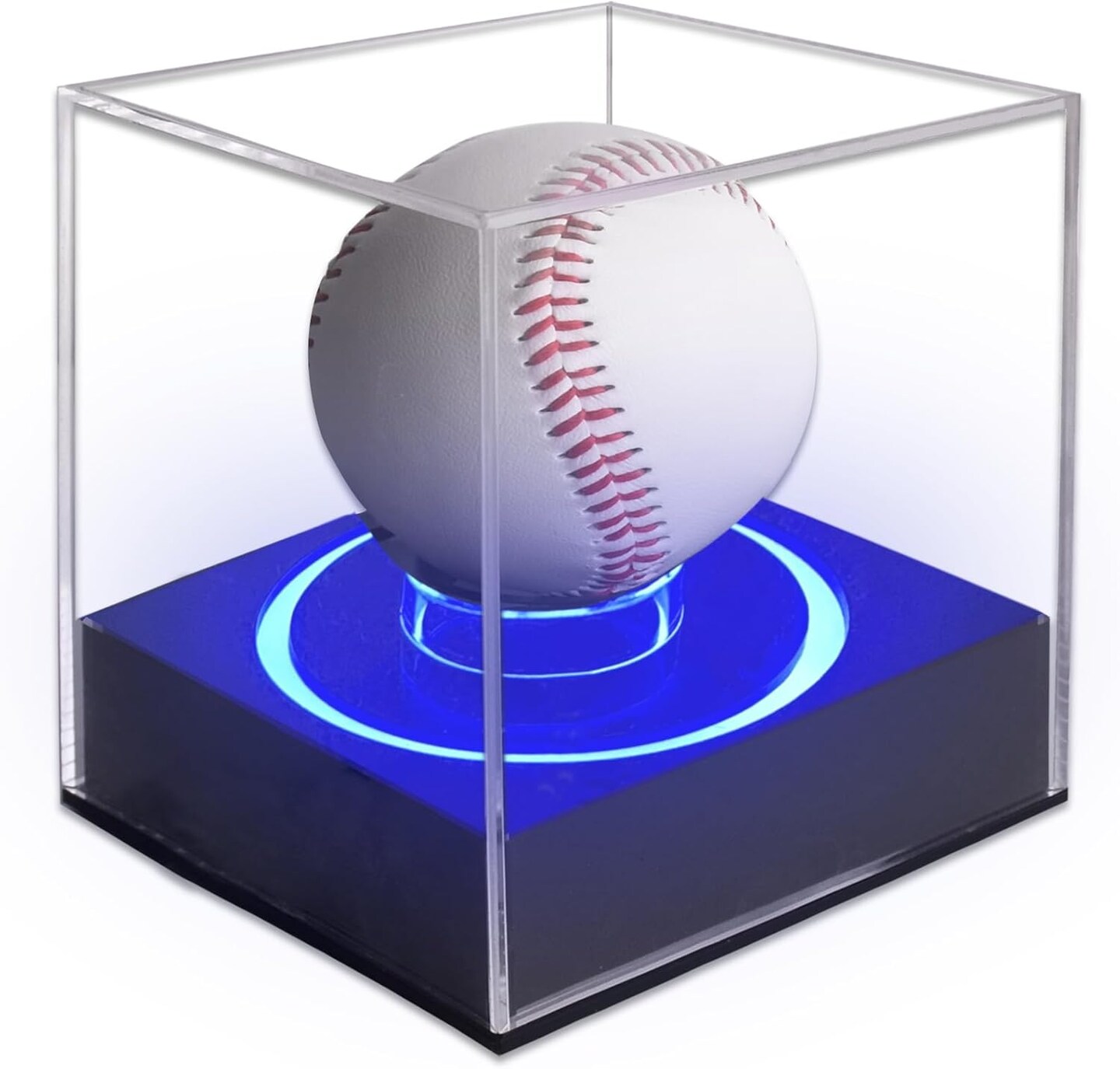 Acrylic Baseball Display Case with RGB Light Base, UV Protected Clear Baseball Cube Stand, Light Up Memorabilia Holder for Balls, Collectibles and Gifts