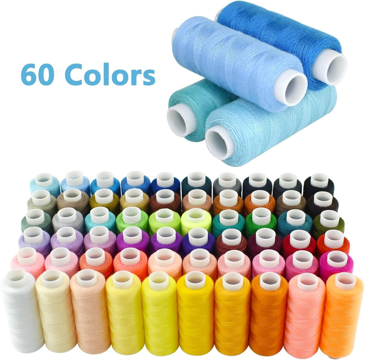 60 Colors Sewing Thread Spool Kit 250 Yards Per Polyester Spools for Hand Sewing, Embroidery and DIY Sewing Machine