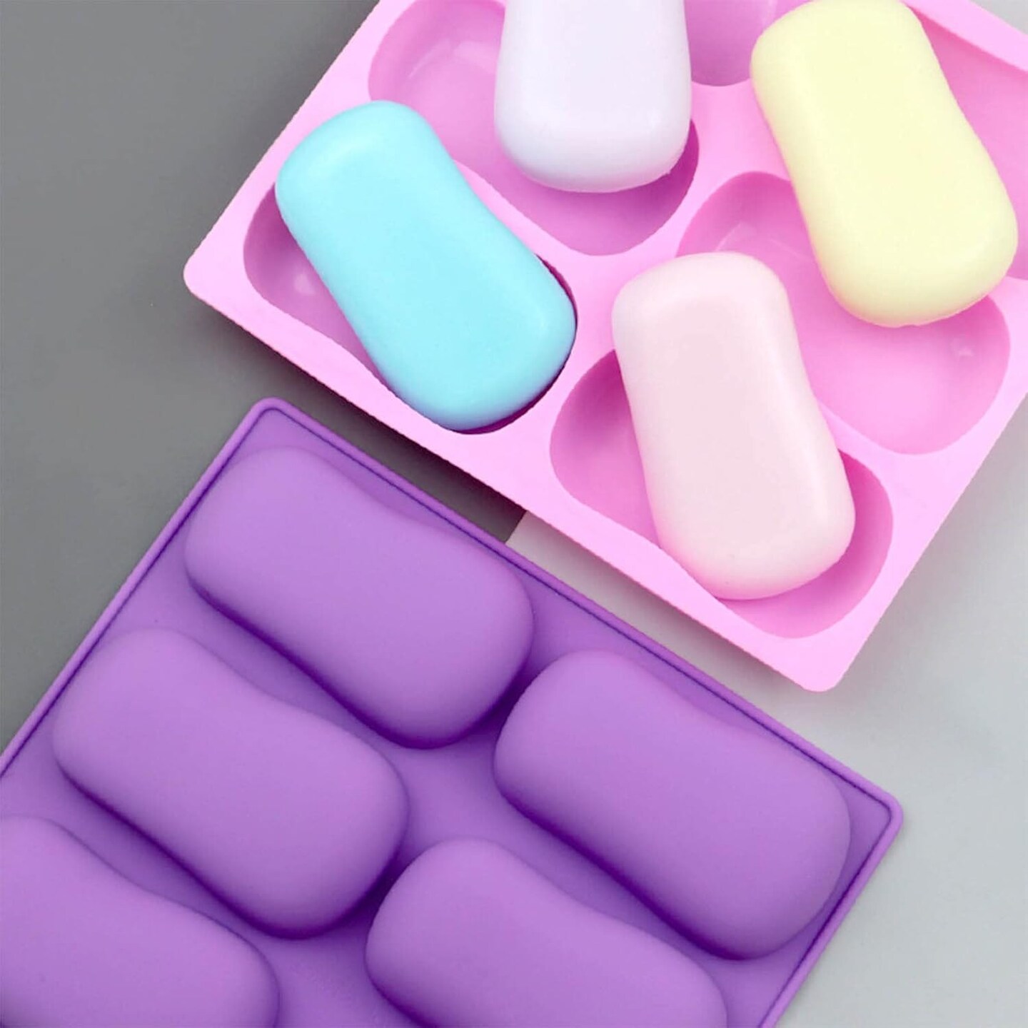 2 Pack Oval Silicone Soap Molds&#xFF0C;6 Cavity Soap Molds for Soap Making Silicone Molds for Soap Bath Bombs Shower Steamer Lotion Bars