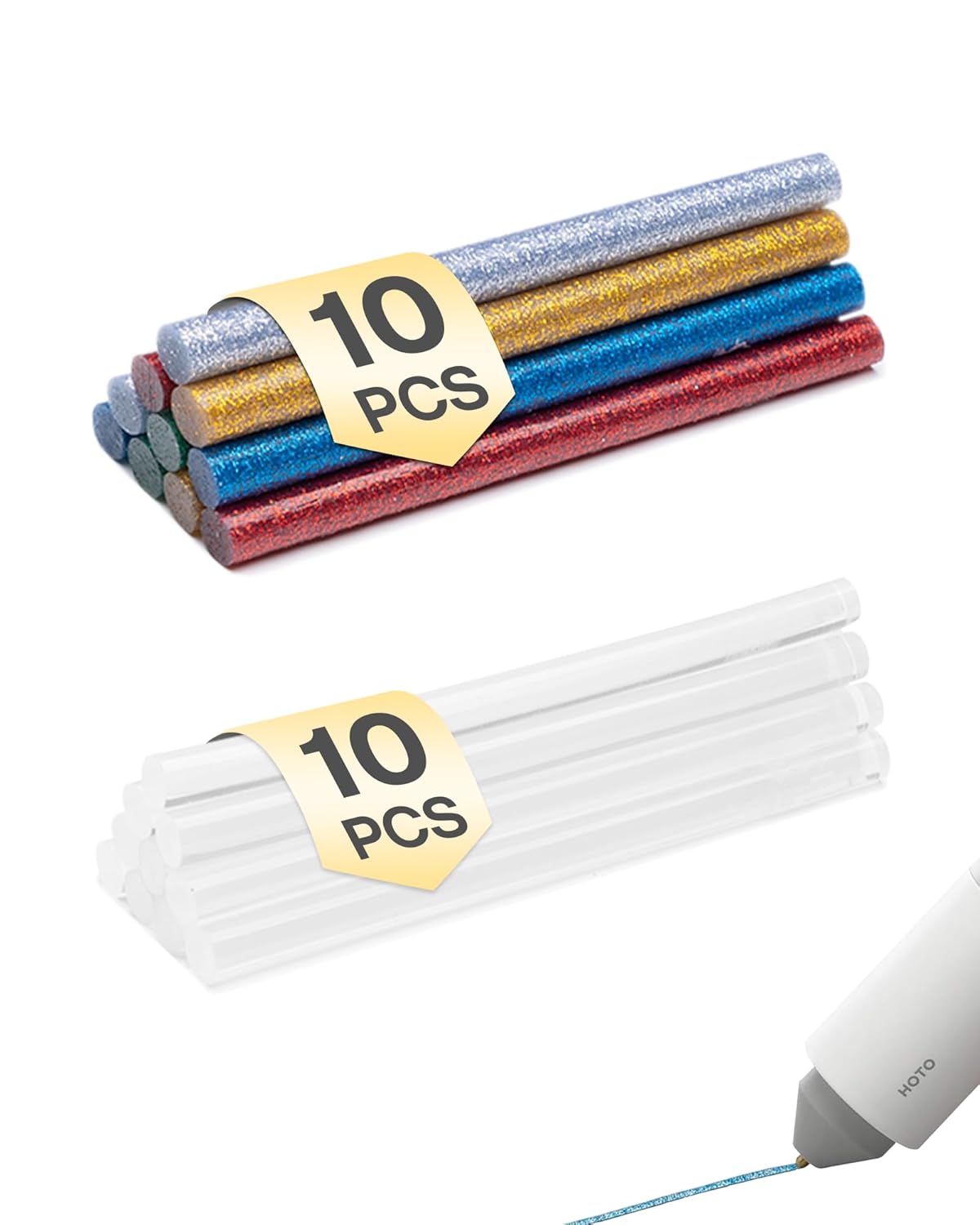 Hot Glue Sticks, 20 Pcs Glitter Hot Glue Sticks, Glue Gun Sticks, Colored Glue Sticks, 6 Colors for DIY Projects and Arts Crafts DIY Fabric, 5&#x22; x 0.28&#x22;