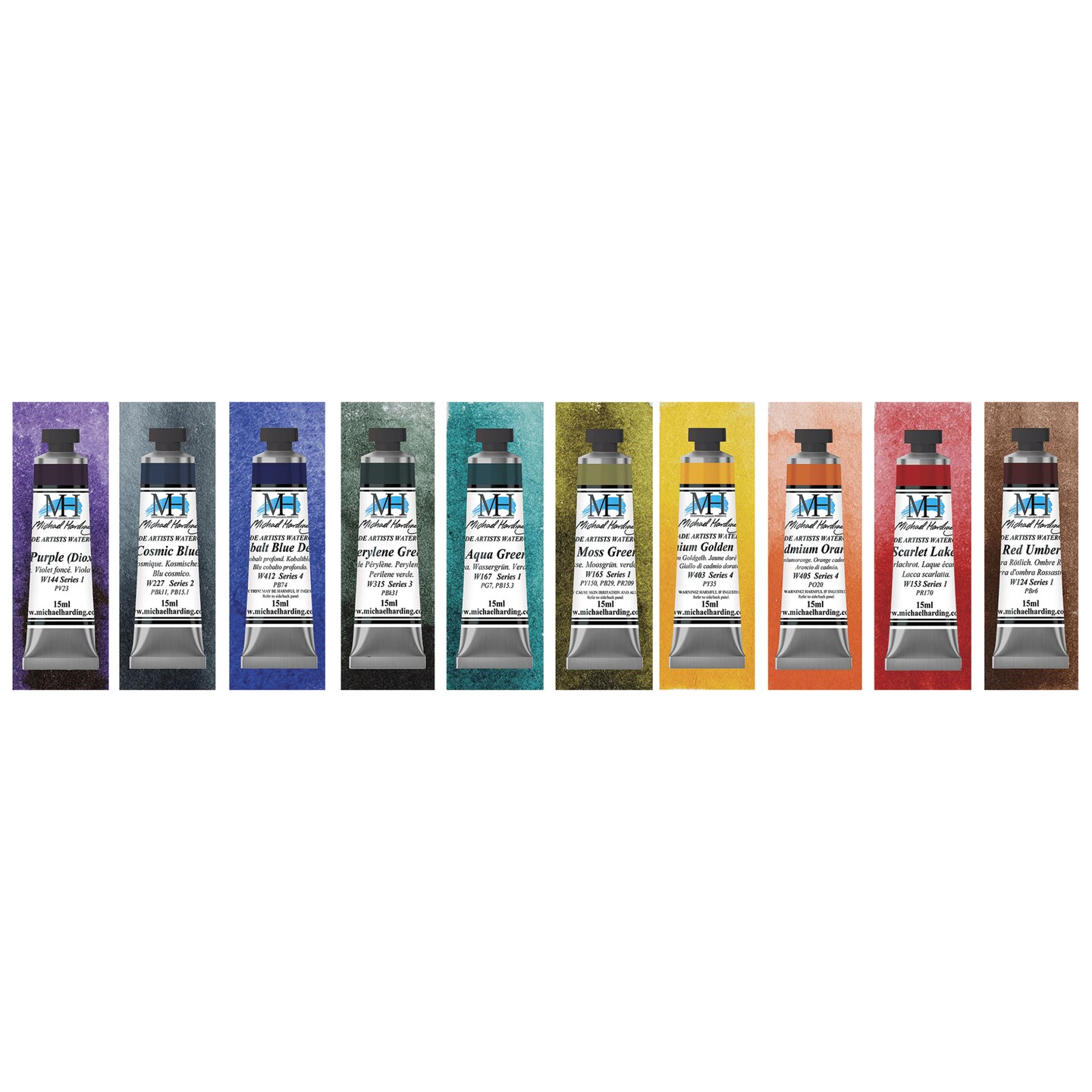 Michael Harding Artists Watercolors - Set of 10, Tropical Nature, 15 ml