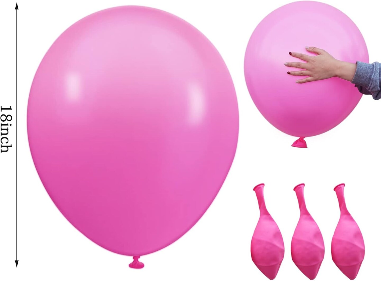 12-Pack 18in Pink Latex Balloons – Large Party Balloons for Birthday, Baby Shower & Wedding