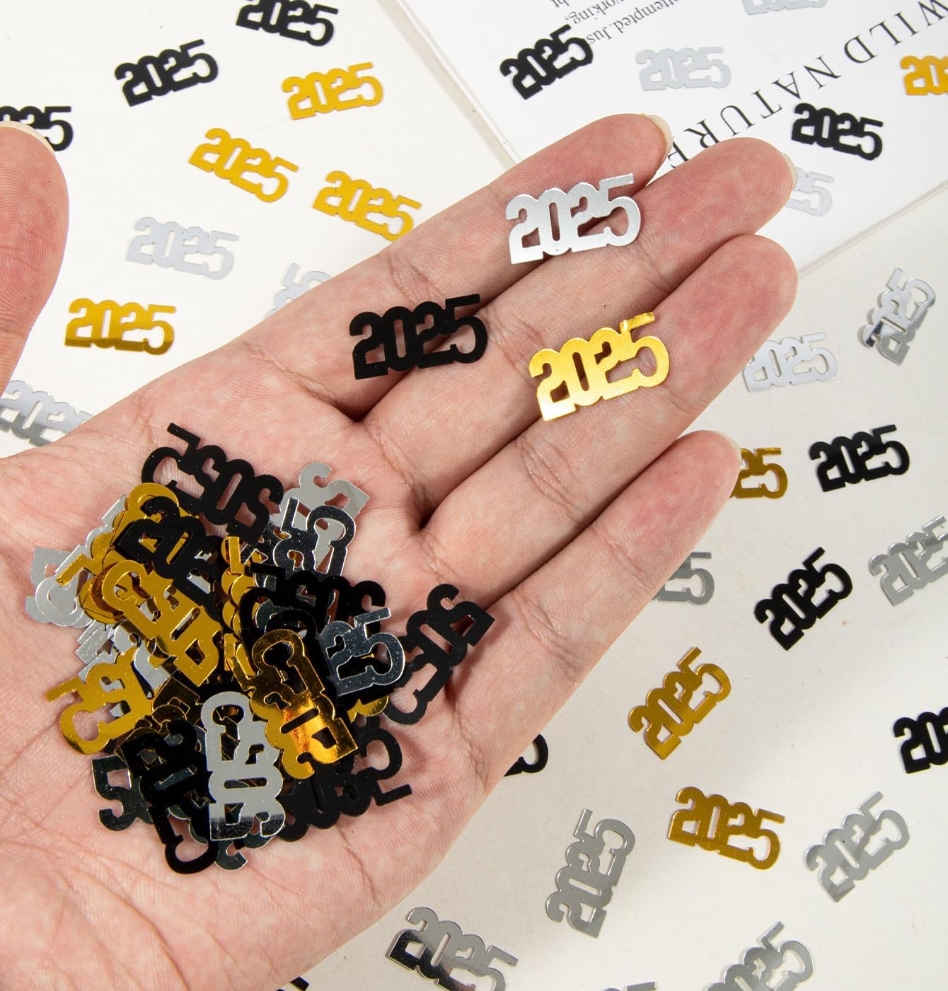Gold Silver and Black Graduation Confetti 2025, 60g Class of 2025 Table Centerpiece Grad Confetti for 2025 Graduation Party Decorations Supplies
