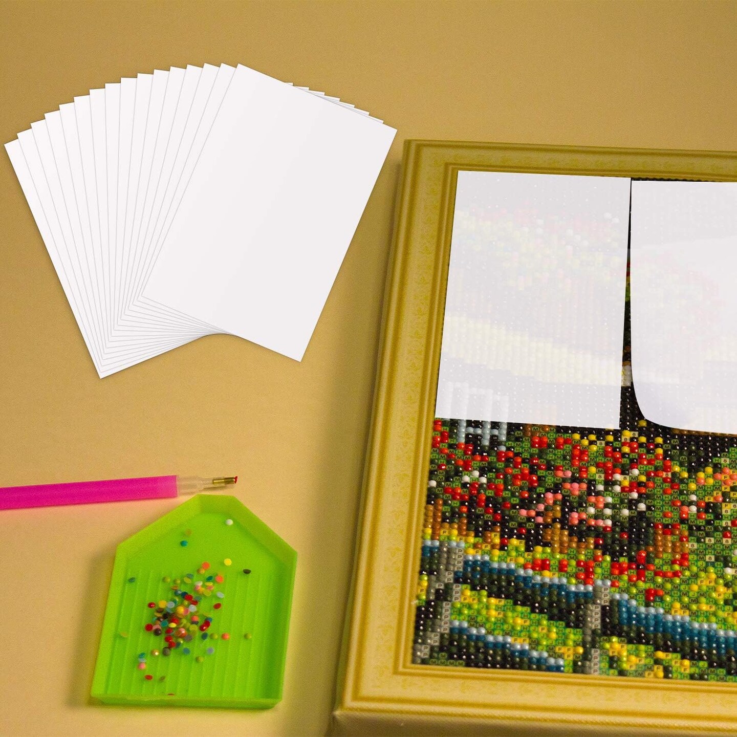 100 Pieces Diamond Painting Release Paper Accessories &#x26; Tools, Double-Sided Non-Stick Cover Replacement Paper, 5.9 x 3.9 Inch