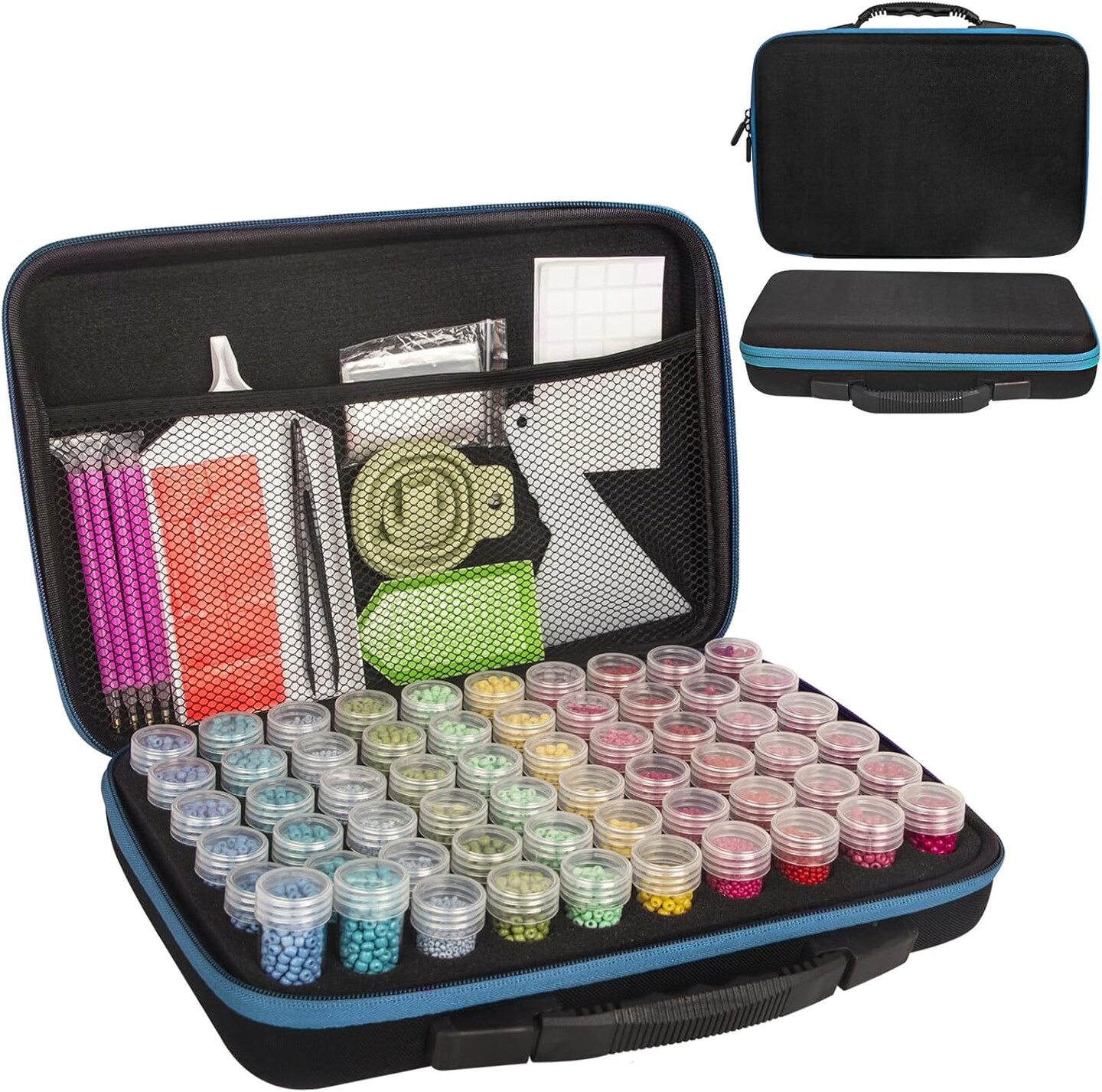 Diamond Painting Storage Boxes, 60 Slots Bead Storage with 5D Diamond Art Accessories and Tools Kit