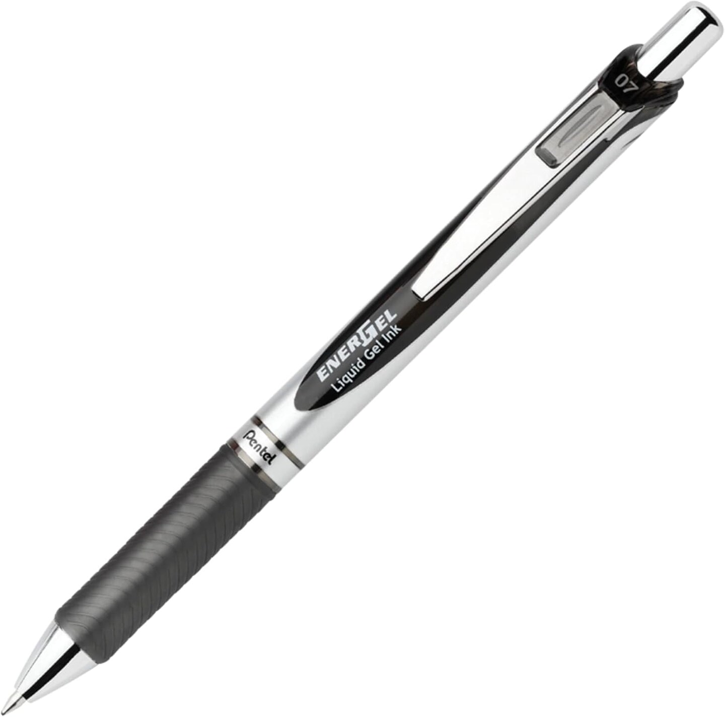 Retractable Liquid Gel Pens, Medium Point, 0.7 mm, Silver Barrel, 12 Black Ink pens, the Ultimate writing pens, the Best Writing Pens for office, school and journaling, Pack of 12