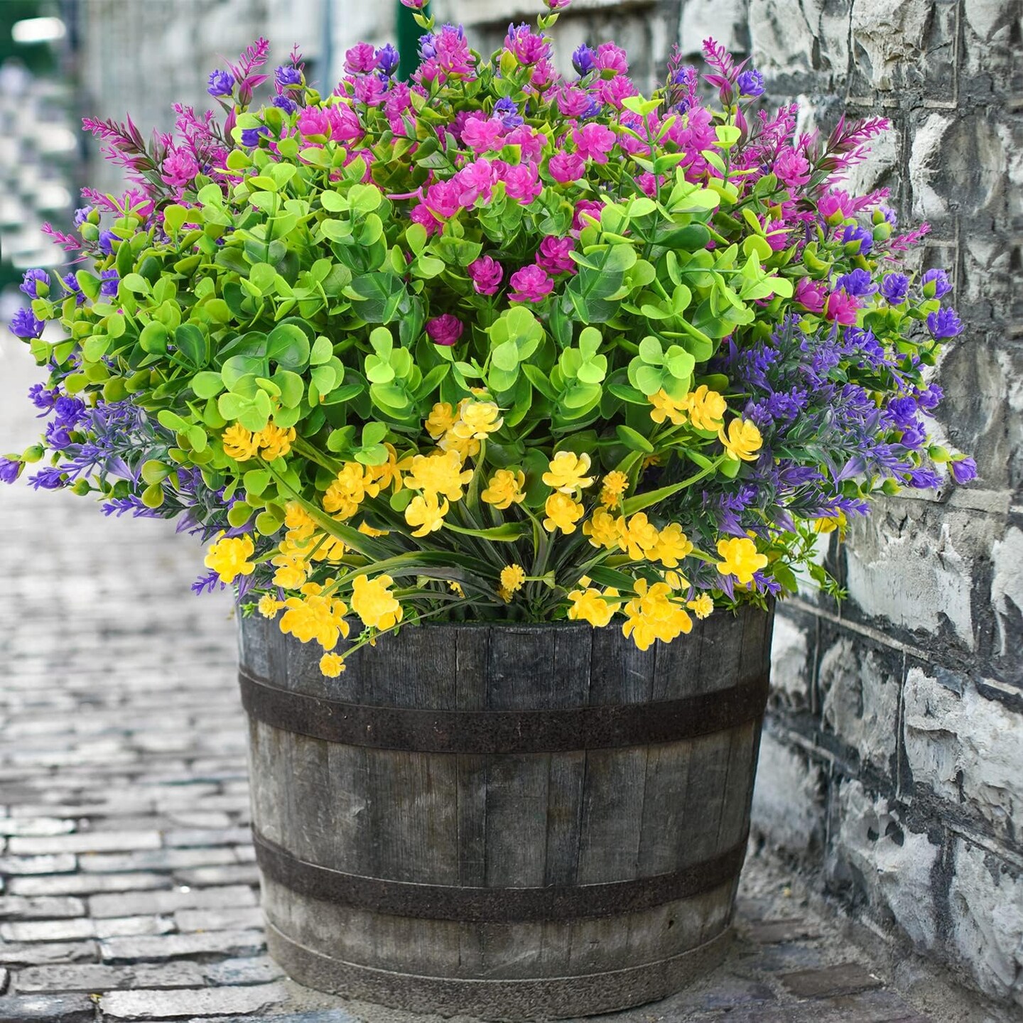 24 Bundles Summer Bushes Artificial Flowers for Outdoors