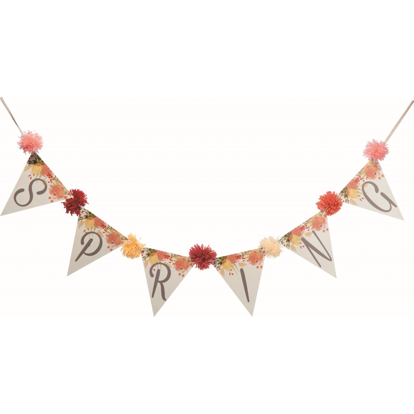 Transpac Cotton 54.75 in. Multicolor Easter Bright Spring Pom-Pom Banner Garland