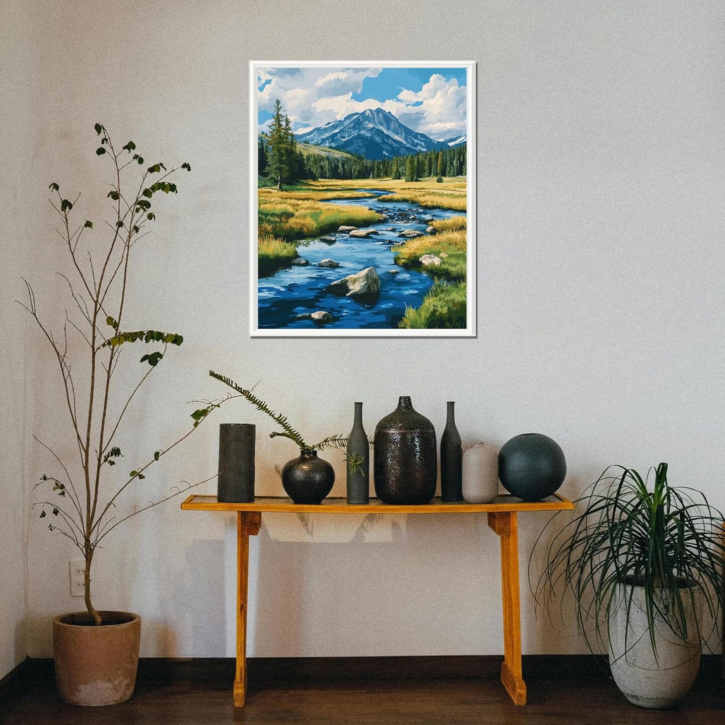 Yellowstone Paint by Numbers for Adults, Easy Paint by Numbers, National Park Paint by Number Kits, Nature Landscape Canvas Gift Home - Spring Mountain Lake Wall Decor(16x20inch)