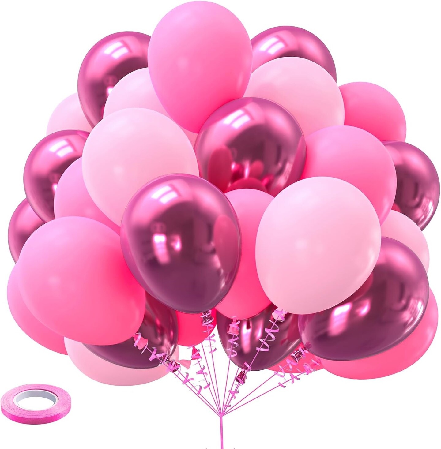 Pink Balloons Metallic Hot Pink Balloons 60PCS 12inch Light Pink Dark Magenta Pink Latex Balloons